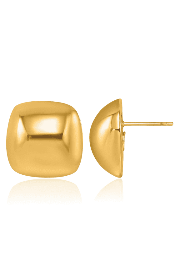 14K Solid Yellow Gold Square Stud Earrings