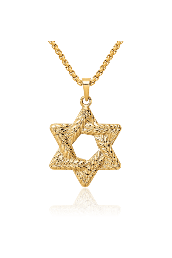 14K Solid Yellow Gold Star of David Jewish Magen Necklace Judaica Religious Chain Pendant Israel Charm