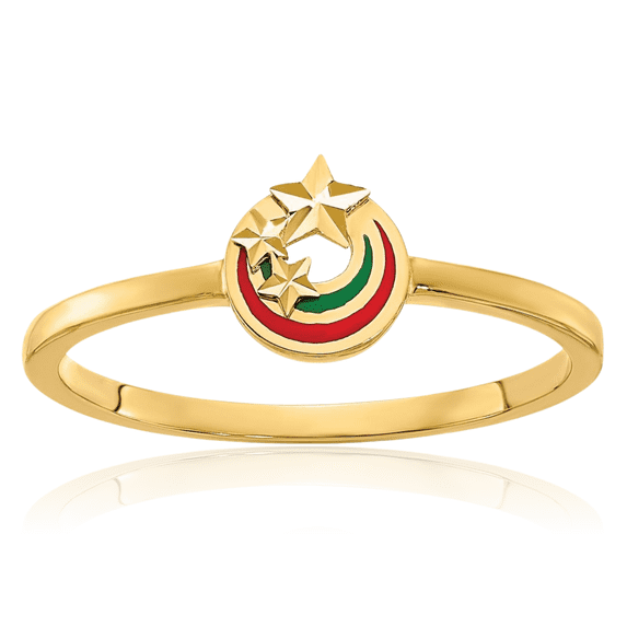 14K Solid Yellow Gold Stars Ring