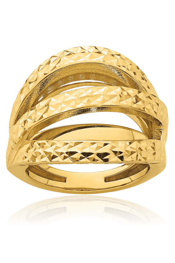 14K Solid Yellow Gold Statement Ring