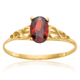 thumbnail image 1 of 14K Solid Yellow Gold Synthetic Red Garnet Solitaire Ring, 1 of 3