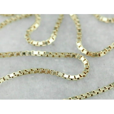 14K Solid Yellow Gold Thin Box Necklace Real Gold Chain Lobster Lock
