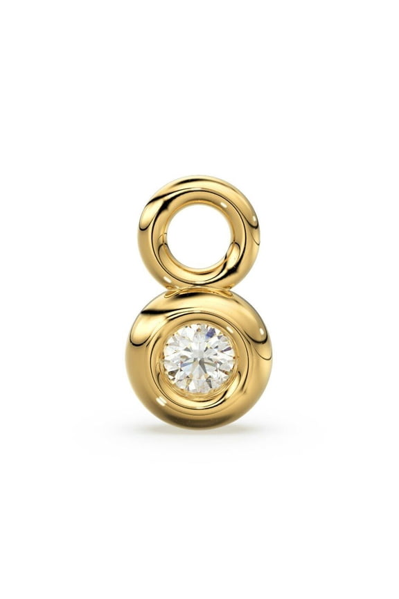 14K Solid Yellow Gold Tiny Charm Diamond Pendant Christmas Gift Petite Charms.