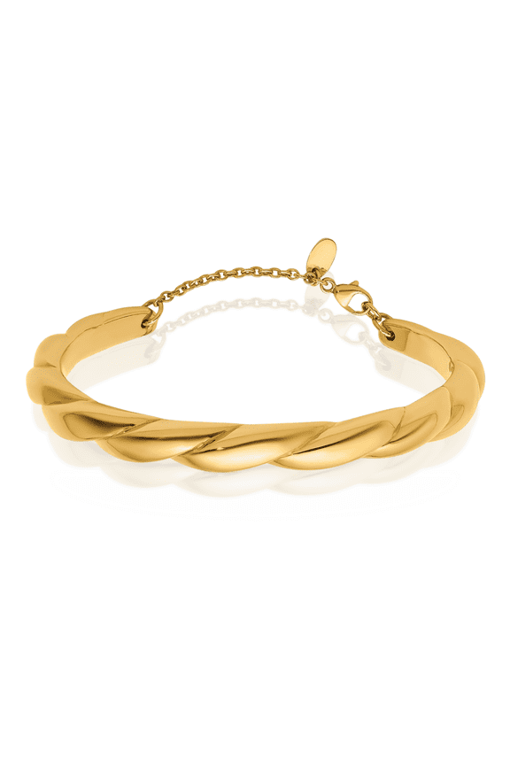 14K Solid Yellow Gold Twisted Chain Cuff Bracelet