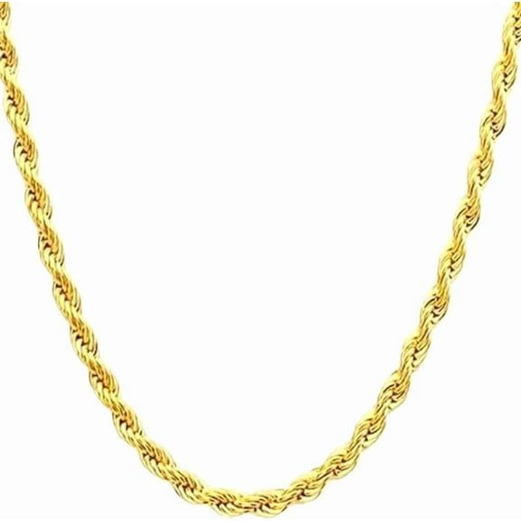 14K Solid Yellow Gold Twisted Rope Chain Necklace, Diamond Cut Classic Chain, 1.5mm,2mm,3.2mm and 4.2mm Gift for Men & Women (Available in 16 to 36 Inch Lengths)