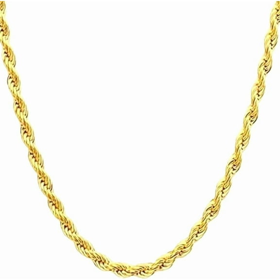 14K Solid Yellow Gold Twisted Rope Chain Necklace, Diamond Cut Classic Chain, 1.5mm,2mm,3.2mm and 4.2mm Gift for Men & Women (Available in 16 to 36 Inch Lengths)