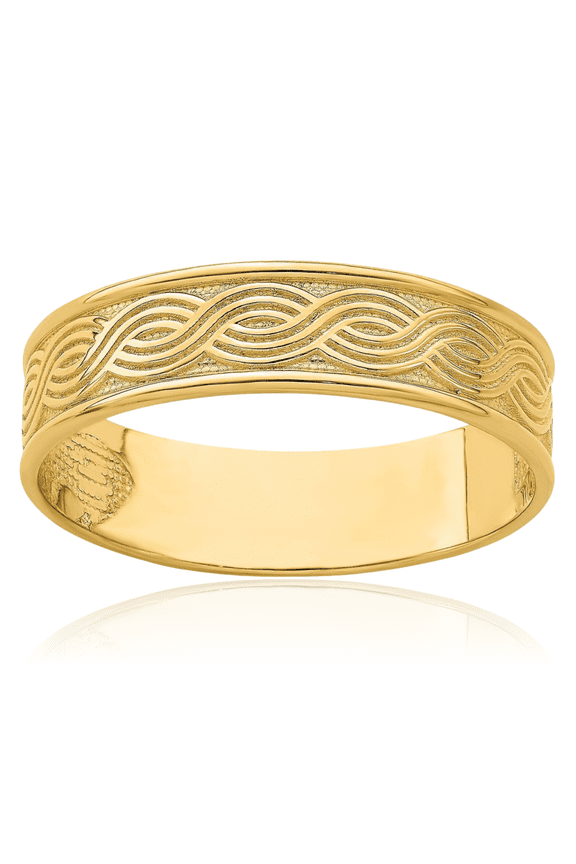 14K Solid Yellow Gold Wave Thumb Statement Ring
