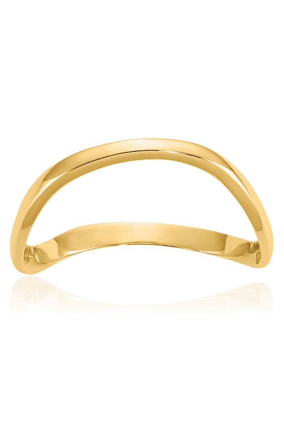 14K Solid Yellow Gold Wave Thumb Statement Ring