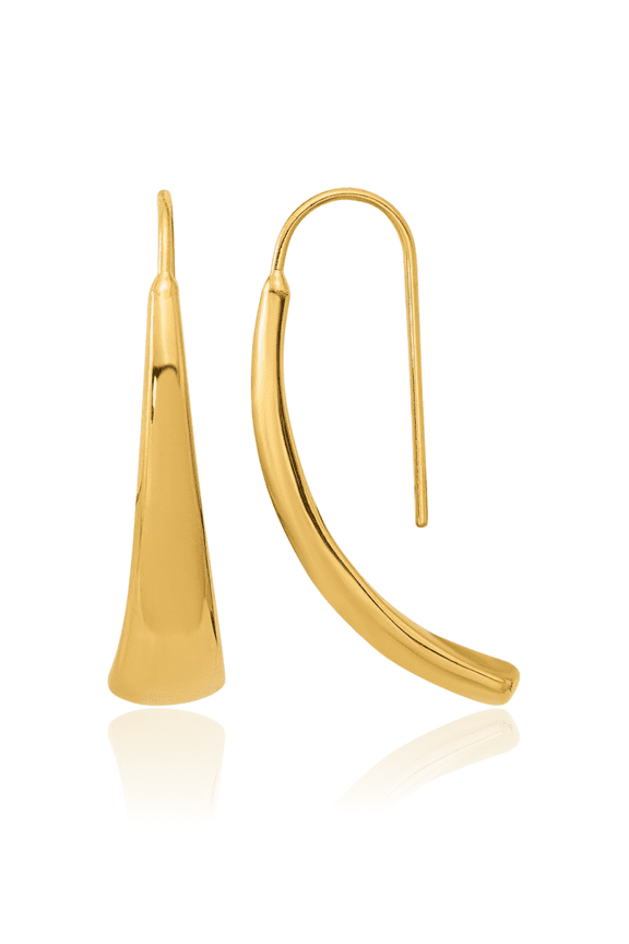 14K Solid Yellow Gold Wire Drop Dangle Earrings