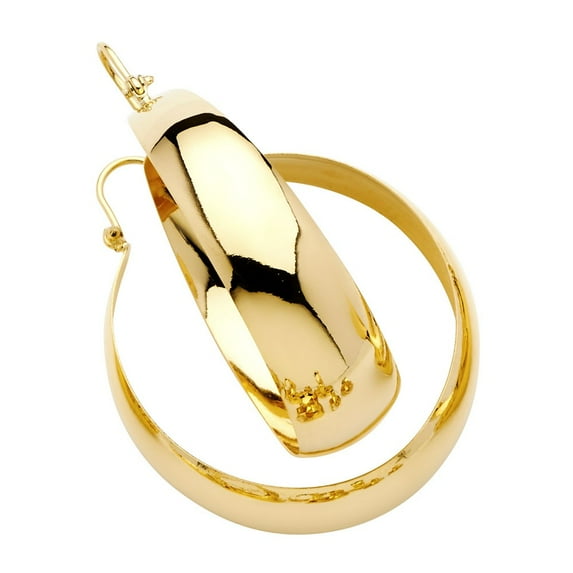 14K Solid Yellow Italian Gold Graduated Bangle Hoop Earrings
