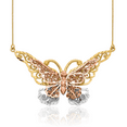 thumbnail image 1 of 14K Solid Yellow Rose Pink Gold Butterfly Wings Chain Necklace, 1 of 3