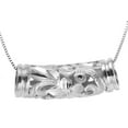 thumbnail image 1 of 14K Solid white gold Hawaiian diamond cut plumeria scroll barrel pendant, 1 of 4