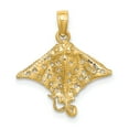 thumbnail image 1 of 14K Yellow Gold Solid Casted Textured Polished Finish Spotted Eagle Ray with Holes Charm Pendant, 1 of 4