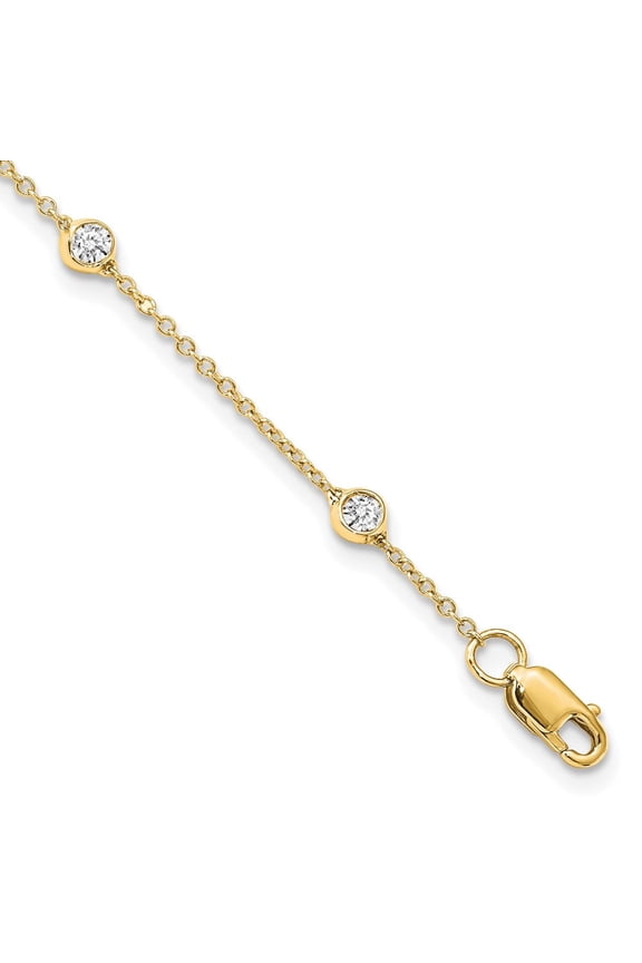 14K TRUE ORIGIN Cert Lab Grown Diamond VS DEF Rolo Station Bracelet