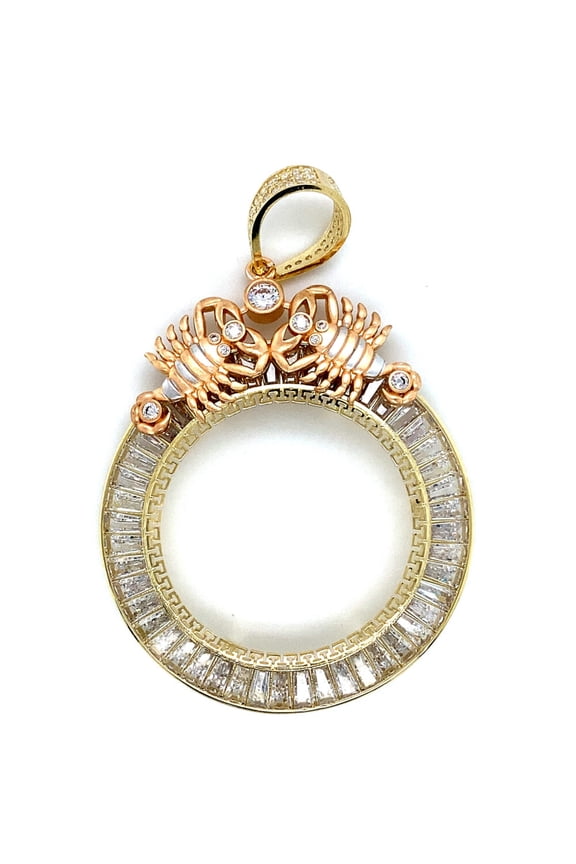 14K TWO TONE CZ STONE SCORPION BEZEL
