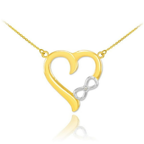 14K TWO-TONE GOLD INFINITY HEART DIAMOND NECKLACE : 16"