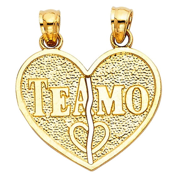 14K Teamo Heart 2 Piece Pendant