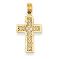 thumbnail image 1 of 14K Yellow Gold Timeless Textured Lace Center Latin Cross Pendant, 1 of 3