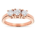 thumbnail image 1 of 14K Three Stone Natural 1 Ctw Diamonds Past Present Future Engagement Ring (Rose Gold Size 8.5), 1 of 1