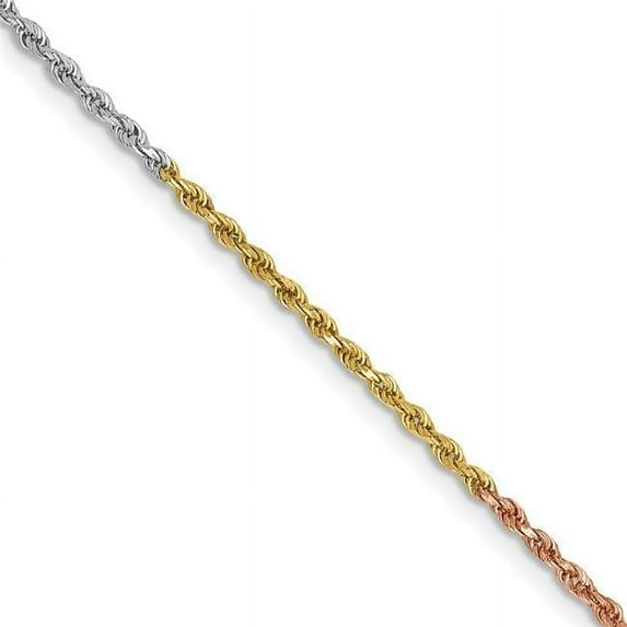 14K Tri-Color 1.5 mm Diamond-Cut 16 in. Rope Chain