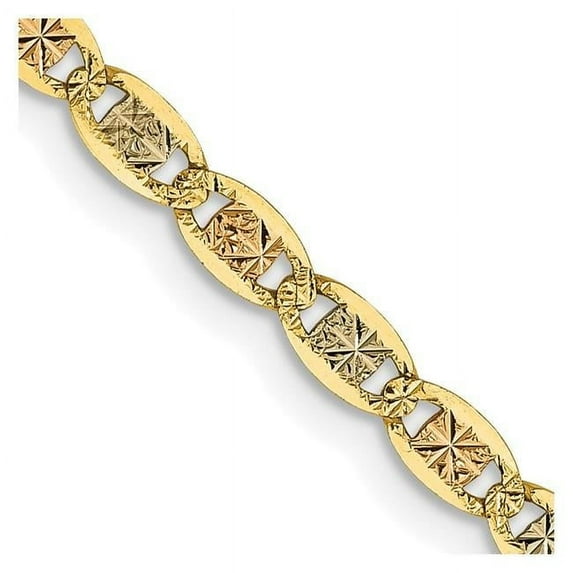 14K Tri-Color 2.75 mm Gold Pav 18 in. Valentino Chain
