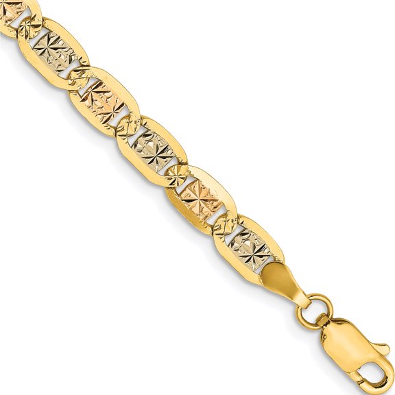 Jewelry by Sweet Pea 14K Tri-Color 8 inch 4.65mm Tri-color Pav‚ Valentino with Lobster Clasp Bracelet