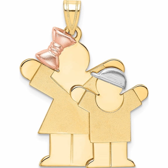Jewelry by Sweet Pea 14K Tri-Color Tri-color The Big Girl and Little Boy Engravable Love Charm
