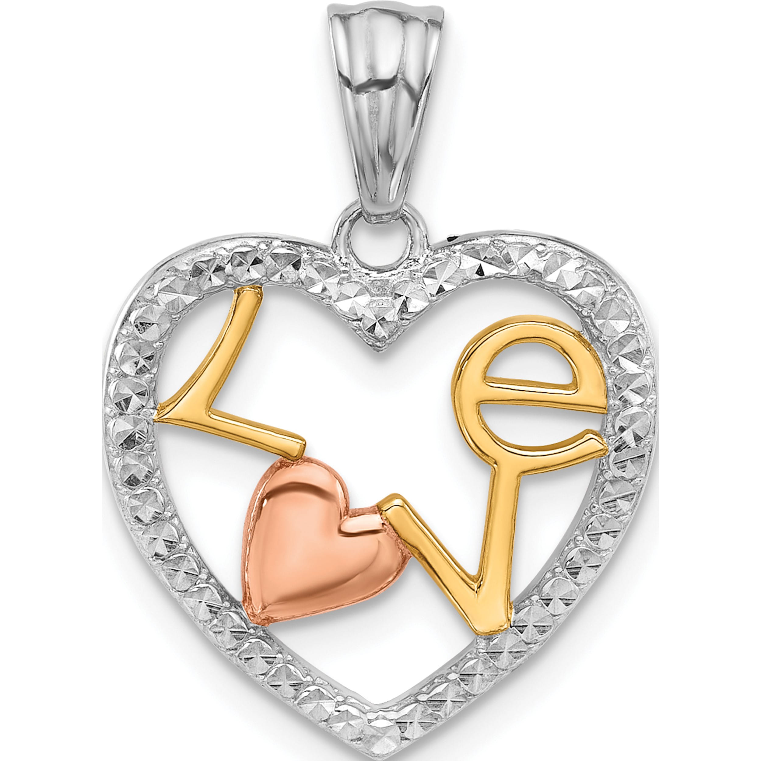 Tri color clearance heart necklace