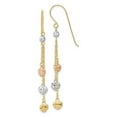thumbnail image 1 of 14K Tri-Color Diamond-Cut Triple Heart Dangle Shepherd Hook Earrings, 1 of 1