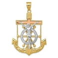 thumbnail image 1 of 14K Tri-Color Diamond-Cut with Textured Mariners Cross Pendant, 1 of 1