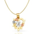 thumbnail image 1 of 14K Tri Color Gold 15 Years Quinceanera Years Heart Charm Pendant with 0.8mm Box Chain Necklace - 20", 1 of 4