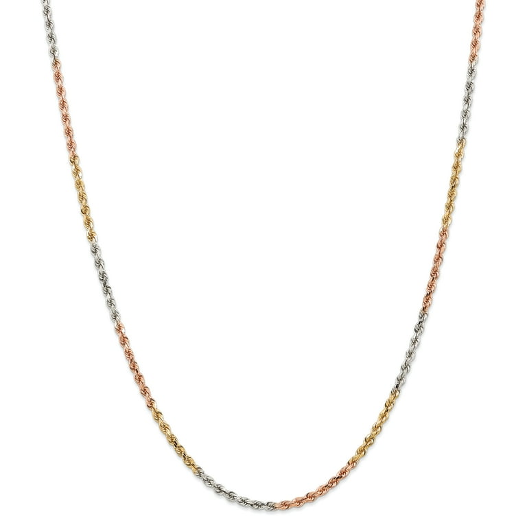 14K Tri Color Gold 2.9mm Diamond Cut Rope Chain 18 IN Walmart