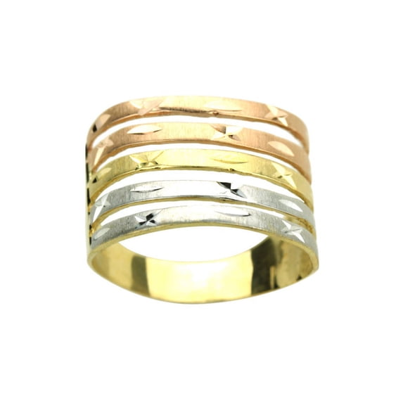 14K Tri Color Gold 4mm Band Ring (Size 6 to 10), 7