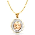 thumbnail image 1 of 14K Tri Color Gold Baptism Charm Pendant with 2.3mm Figaro 3+1 Chain Necklace - 16", 1 of 6