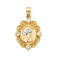 thumbnail image 1 of 14K Tri Color Gold Cubic Zirconia Religious Baptism Pendant | 3C Gold Charm Pendant for Necklace Chain | Jewelry Gift for Men Women | 18 x 15 MM | 1.1 grams, 1 of 9