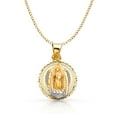 thumbnail image 1 of 14K Tri Color Gold Diamond Cut Our Lady of Guadalupe Stamp Charm Pendant with 2.4mm Hollow Cuban Chain Necklace - 18", 1 of 6
