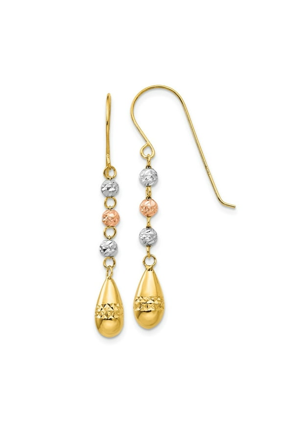 14K Tri-Color Gold Earring Drop & Dangle Women'S 39 mm 5