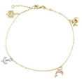 thumbnail image 1 of 14K Tri-Color Gold Fancy Link Chain Statement 12mm Multi Charm Anklet 9"+ 1" Ext, 1 of 6