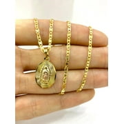 14K Tri Color Gold Filled Virgen de Guadalupe Necklace Charm Religious Jewelry Unisex 22x14mm