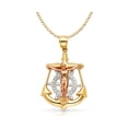 thumbnail image 1 of 14K Tri Color Gold Jesus Crucifix Anchor Pendant with 3.3mm Valentino Star Diamond Cut Chain Chain Necklace - 22", 1 of 4