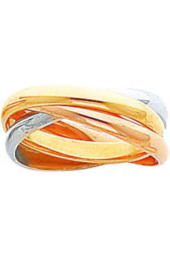 14K Tri Color Gold Rolling Ring Sz 5.5