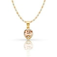 thumbnail image 1 of 14K Tri Color Gold Sweet 15 Years Quinceanera Heart Charm Pendant with 1.5mm Valentino Chain Necklace - 18", 1 of 6