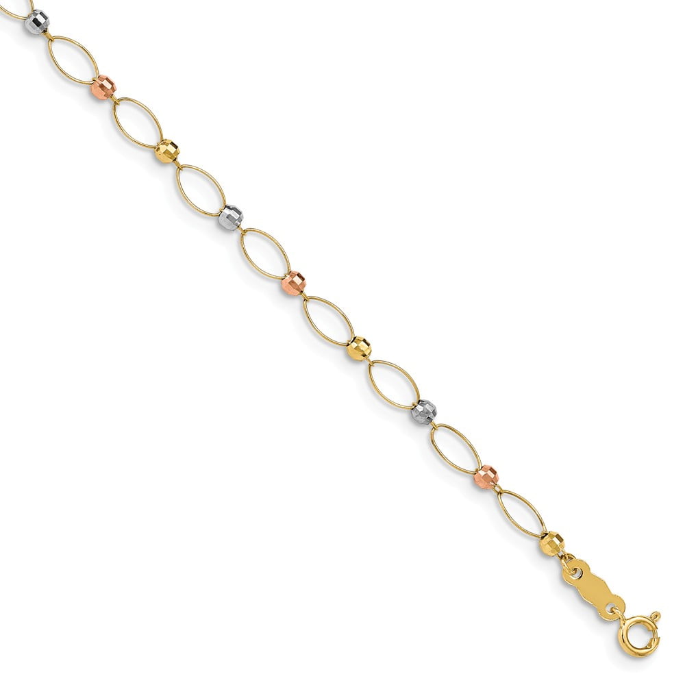 Vintage Fancy Link 2-Tone Gold Link Bracelet Estate Fine Jewelry For Sale  at 1stDibs