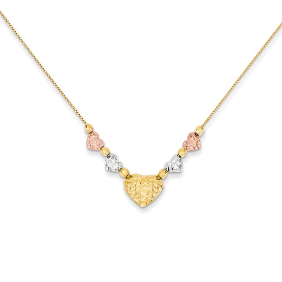14K Tri-Color Gold necklace with pendant 18 in 1.2 mm