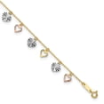 thumbnail image 1 of 14K Tri-Color Heart 9 in. Plus 1 in. Extension Anklet, 1 of 1