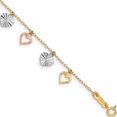 thumbnail image 1 of 14K Tri-Color Heart Bracelet (7.25 X 7) Made In Indonesia sf1581-7.25, 1 of 5