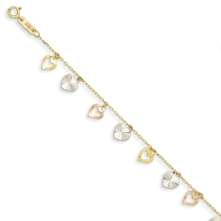 Tri color heart bracelet sale