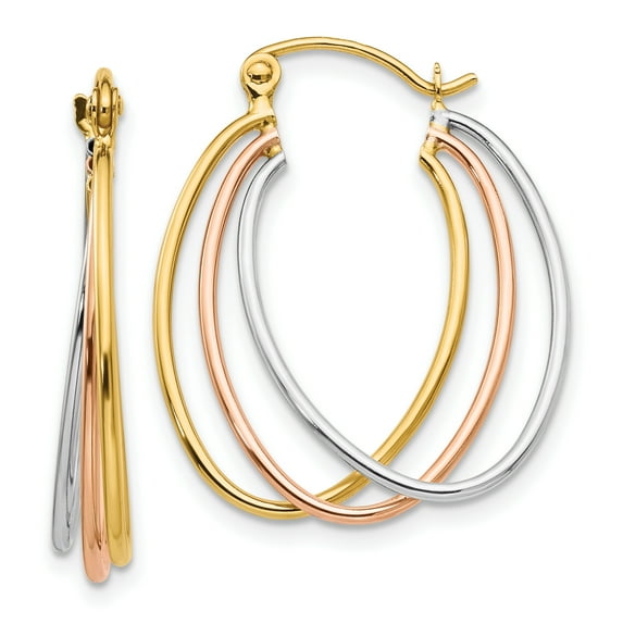 14K Tri Color Hoop Earrings 14k Tri-Color Earrings