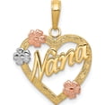 thumbnail image 1 of 14K Tri-Color Nana In Heart With Flowers Pendant (21 X 17) Made Peru k4083, 1 of 5