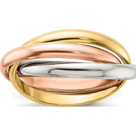14K Tri-Color Polished Rolling Ring (Size 5) Made In United States rr3-5